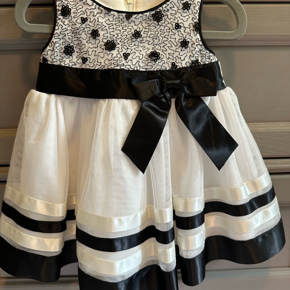 Elegant Black and White Kids Toddler Girls Dress
